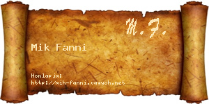 Mik Fanni névjegykártya
